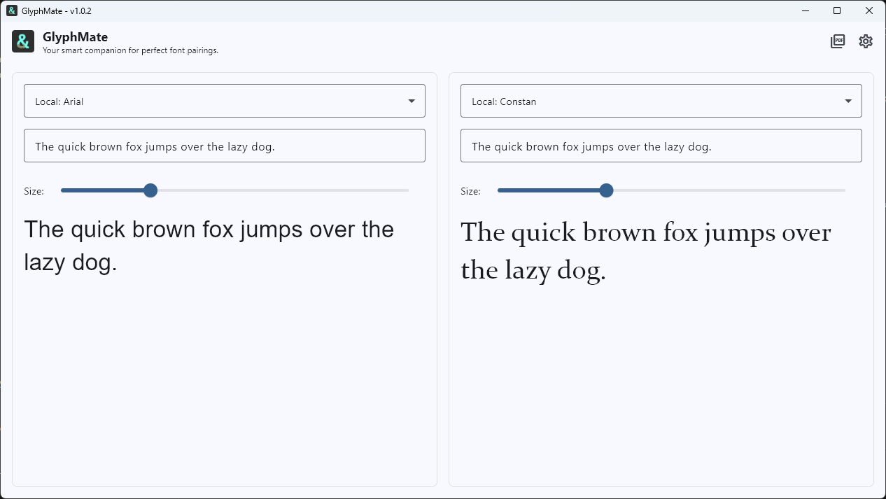 GlyphMate Main Interface