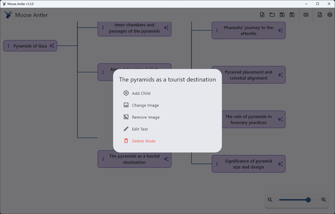 Node actions menu showing add image option